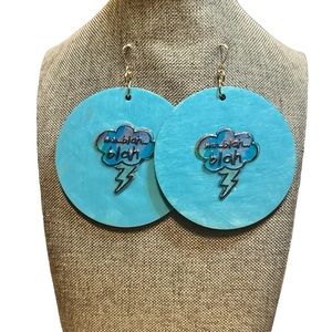 Blah Blue Hoop Earrings